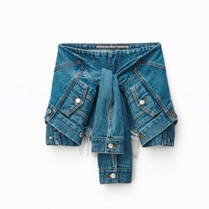 Alexander Wang Blue Denim Tie Front Skort 25